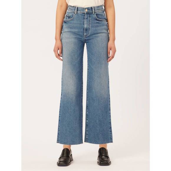 NEW DL1961 - WOMEN'S hepburn wide leg - east lake in mid indigo wash